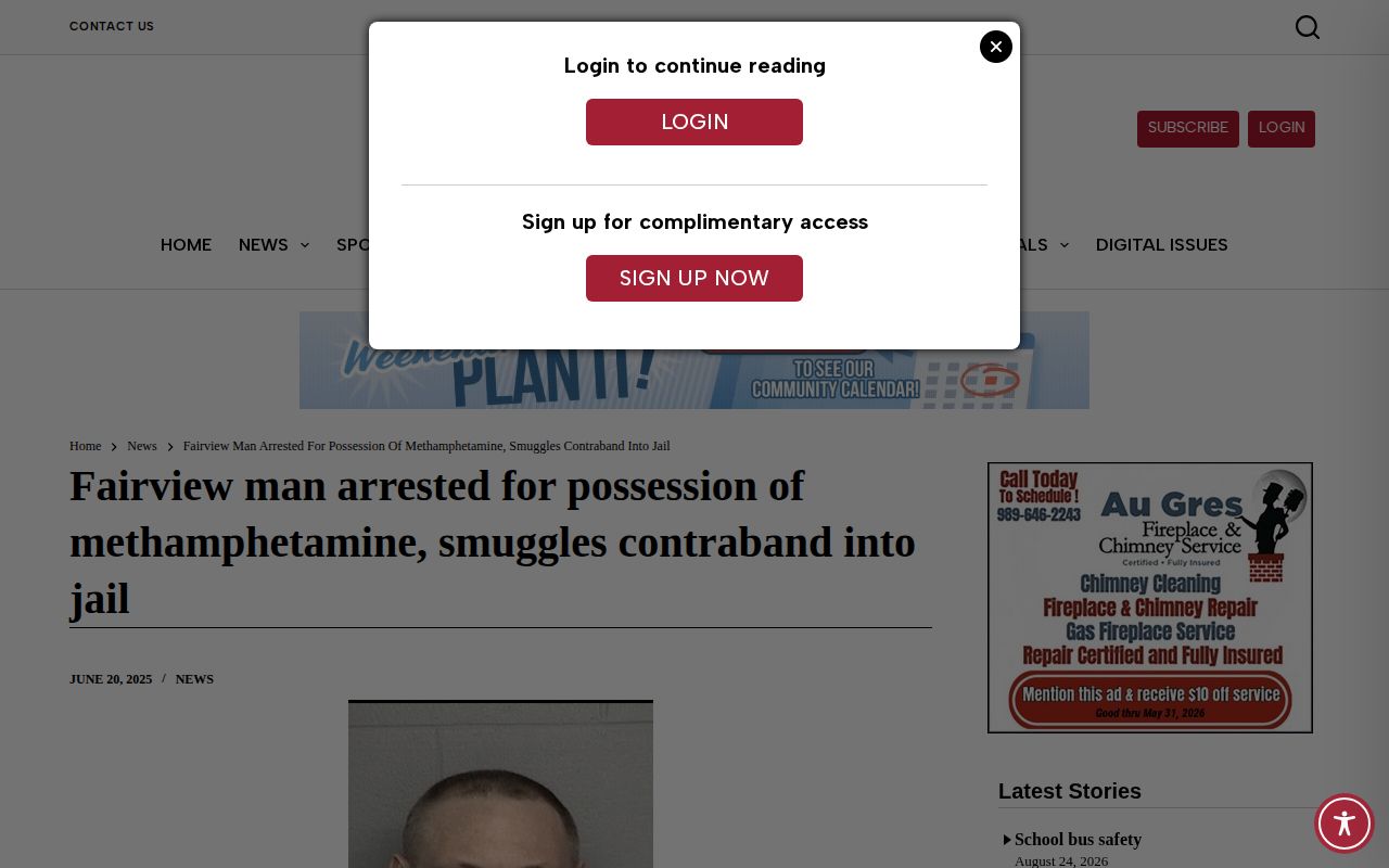 Oscoda County Herald Fairview arrest coverage for the Comins Township service area