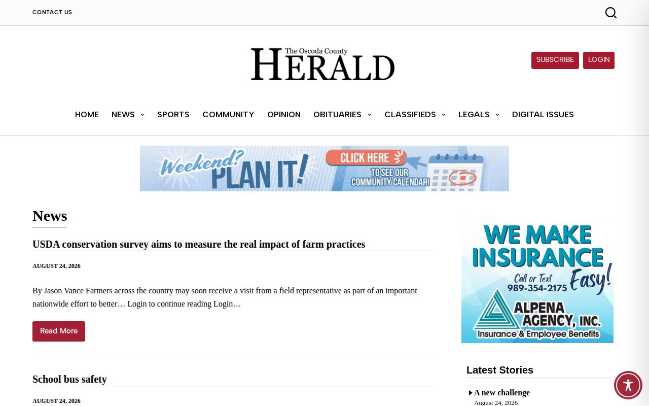Oscoda County Herald News category for local arrest and crime reporting